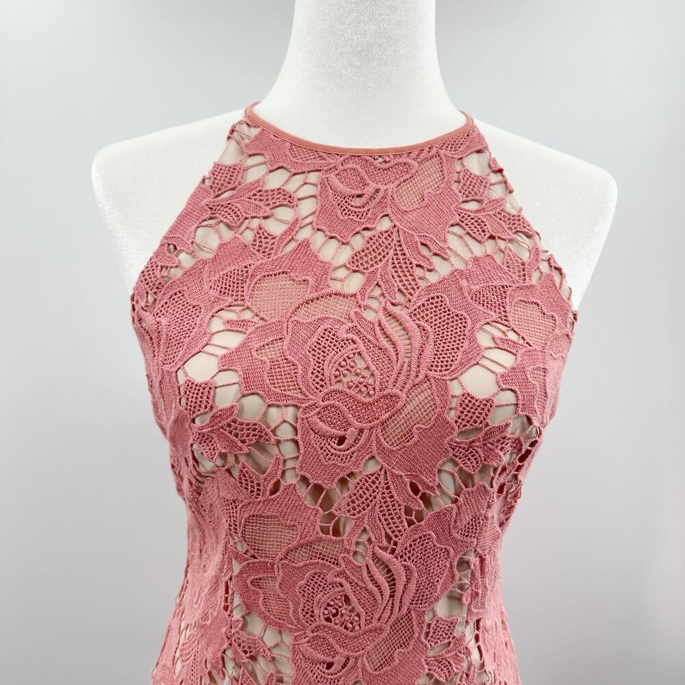 KEEPSAKE the Label Lonely Love Lace‎ Overlay Halter Midi Dress in Rose Size S - Picture 4 of 14